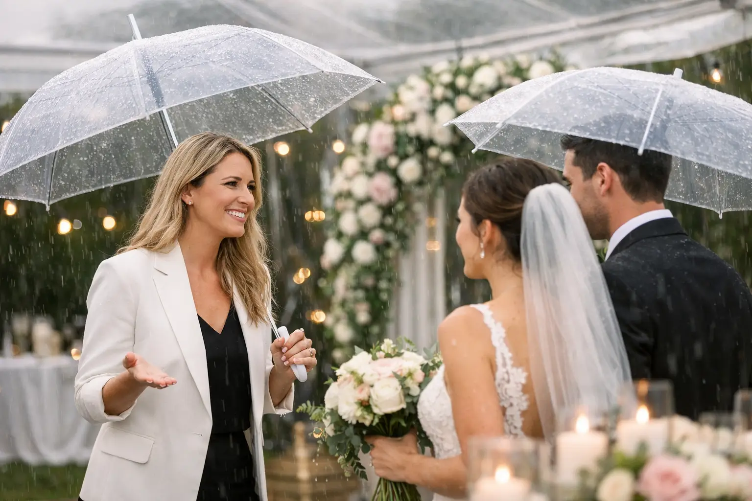 Solución para lluvia en boda sin renunciar a nada